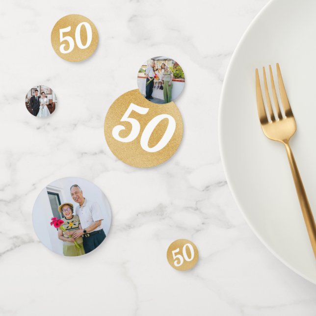 Confettis Gold 50e anniversaire Mariage Table de photos Conf (Groupe)