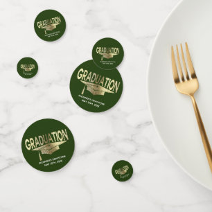 Confettis Gold Green Classic Graduation Party Grads Nom