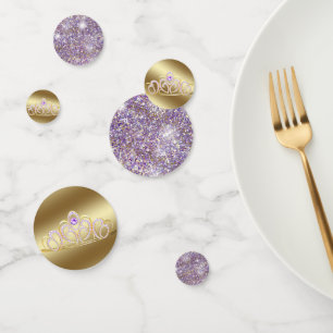 Confettis Gold Tiara et Lilac Purple Parties scintillant