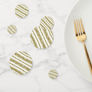 Confettis Gold White Parties scintillant Stripes Chic fête d