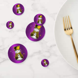 Confettis Golden Snowman Purple Christmas