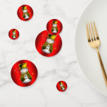 Confettis Golden Snowman Red Christmas<br><div class="desc">Très mignon bonhomme de neige en or et rouge de Noël confetti pour ajouter un look festif et heureux, l'atmosphère de vacances à vos décorations de Noël cette période de fêtes. Ce confetti de Noël rouge est orné d'un petit bonhomme de neige vêtu d'un gilet de velours doré et d'un...</div>