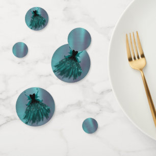 Confettis Gothique Fairy Turquoise Gown Fleur verte profon
