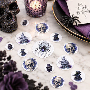 Confettis Gothique Halloween Corbeau Araignée Crâne