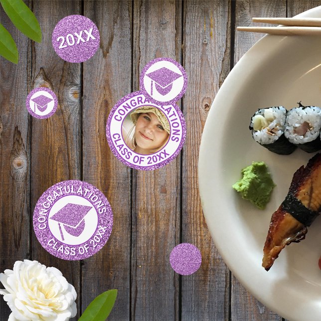 Confettis Grad Glam Purple Casquette Photo Party (Créateur téléchargé)