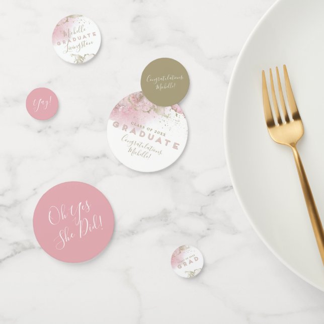 Confettis Graduation Abstraite en rose et or (Groupe)