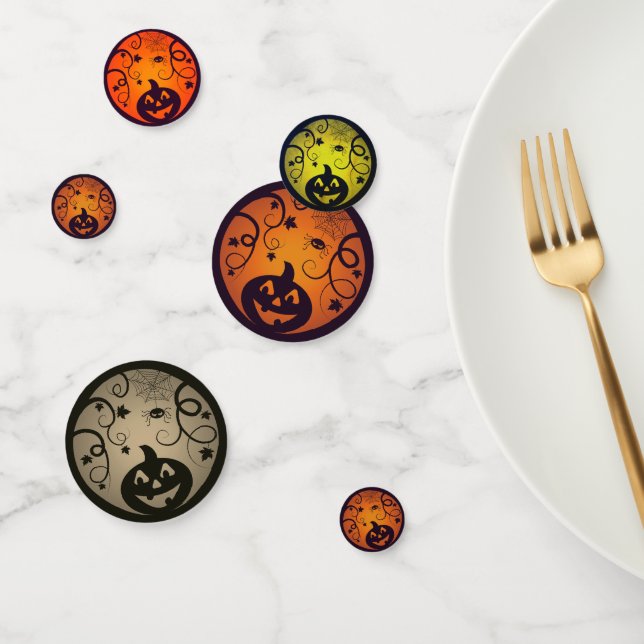 Confettis Halloween Jack-o'-lantern citrouille visage et ara (Groupe)