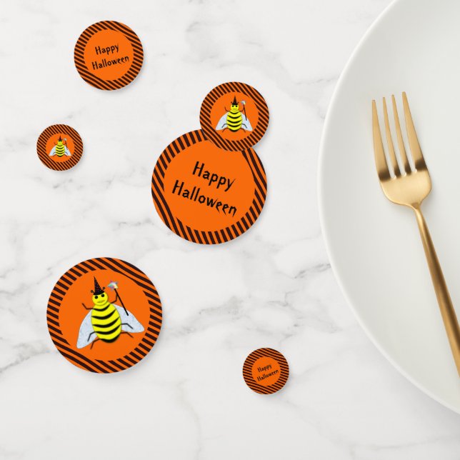 Confettis Halloween Magic Bee Witch Orange et Black Stripes (Groupe)