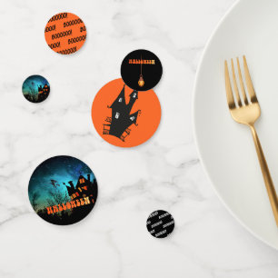 Confettis Halloween Sorcière Maison sombre Orange