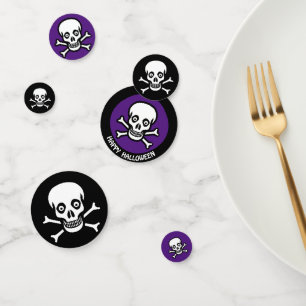 Confettis Happy Hallowen Skull sur Black & Royal Purple
