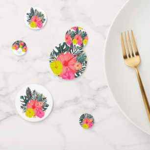 Confettis Hibiscus Hawaï Tropical Dessin à la Main Mariage L