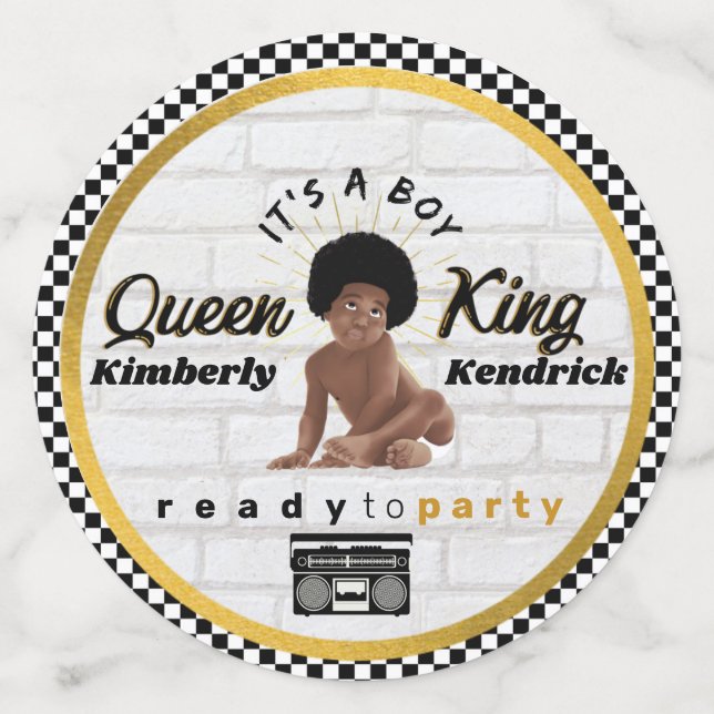 Confettis Hip hop de l'Afro Baby Boy 90's Retro Baby shower  (Grand recto)