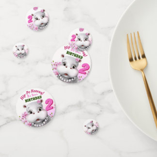 Confettis Hippo rose florale fille anniversaire