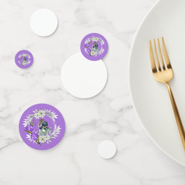 Confettis Histoire d'amour intemporelle violet (Groupe)