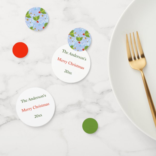 Confettis Holly berry et motif feuille Joyeux Noël (Groupe)