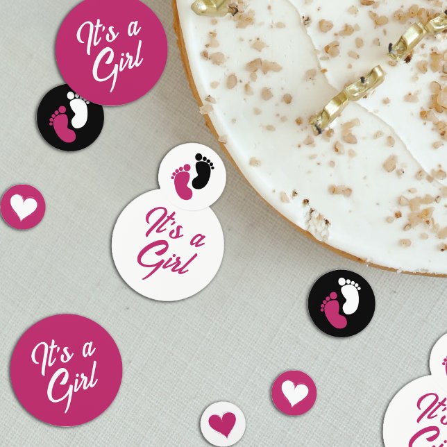 Confettis Hot rose noir & blanc C'est un Baby shower fille (Hot Pink Black & White It's a Girl Baby Shower Confetti)