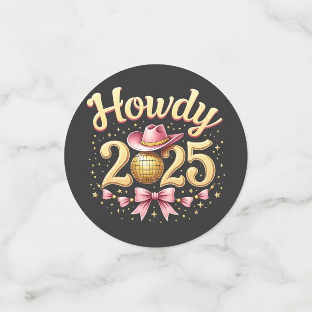 Confettis Howdy 2025 Nouvel An Eve Cowboy Ouest (Petit recto)