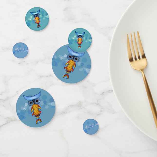 Confettis Imaginaire Couleur Chouette Bleu yeux sur les cerc (Groupe)