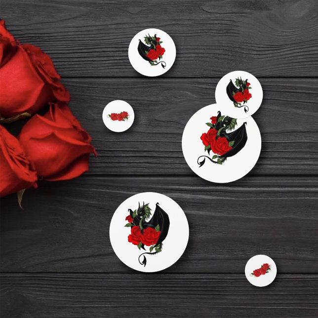 Confettis Imaginaire de Roses rouges Dragon Noir (Créateur téléchargé)