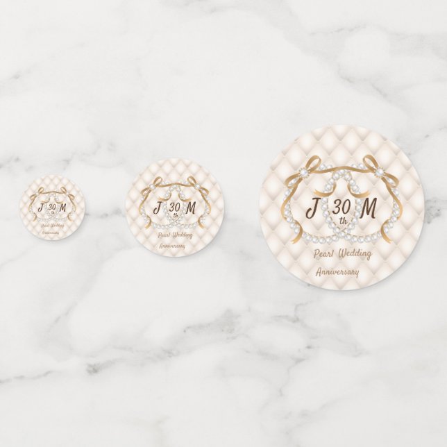 Confettis Initiales personnalisées Pearl Ribbon Table Confet (Devant)