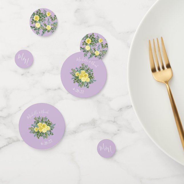 Confettis Jaune clair et Lilac Violet Rose Mariage Floral (Groupe)