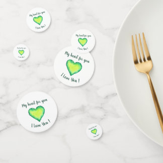 Confettis Je t'aime Mignon Vert et Bleu Saint Valentin