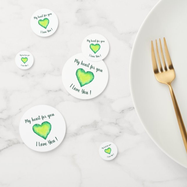 Confettis Je t'aime Mignon Vert et Bleu Saint Valentin  (Groupe)