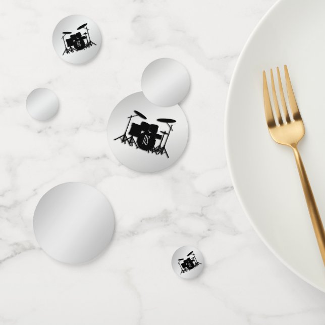 Confettis Jeu de tambour Monogramme Argent (Groupe)