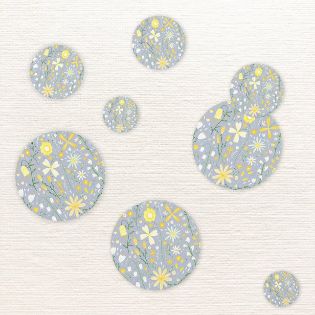 Confettis Joli bleu Fleur sauvage botanique Floral (Wild flower yellow and powder blue modern table confetti)