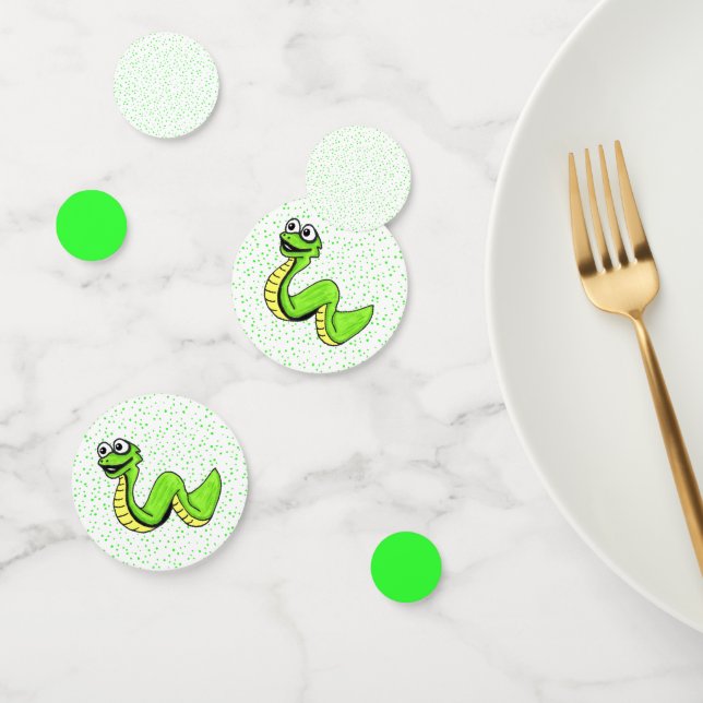 Confettis Joli dessin de serpent vert Pois (Groupe)