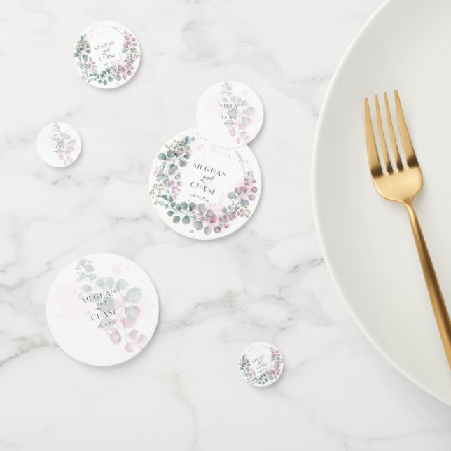 Confettis Joli Eucalyptus rose et vert (Groupe)