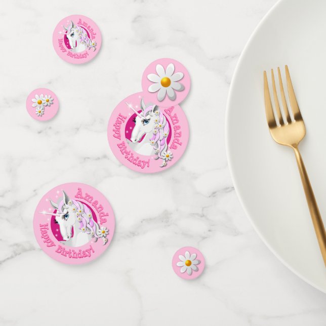 Confettis Jolie licorne rose Anniversaire (Groupe)