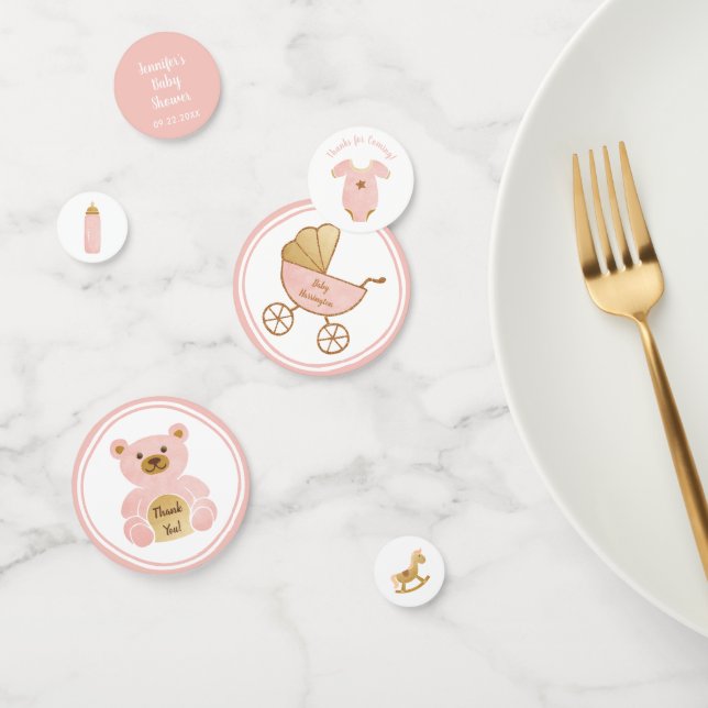 Confettis Jouets de transport rétros Bouteille rose bébé fil (Groupe)