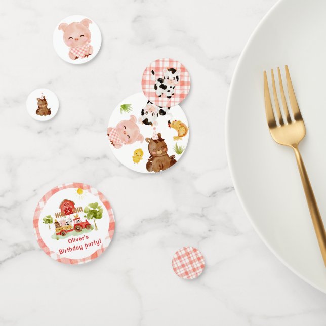 Confettis Jour d'anniversaire des animaux de ferme (Groupe)