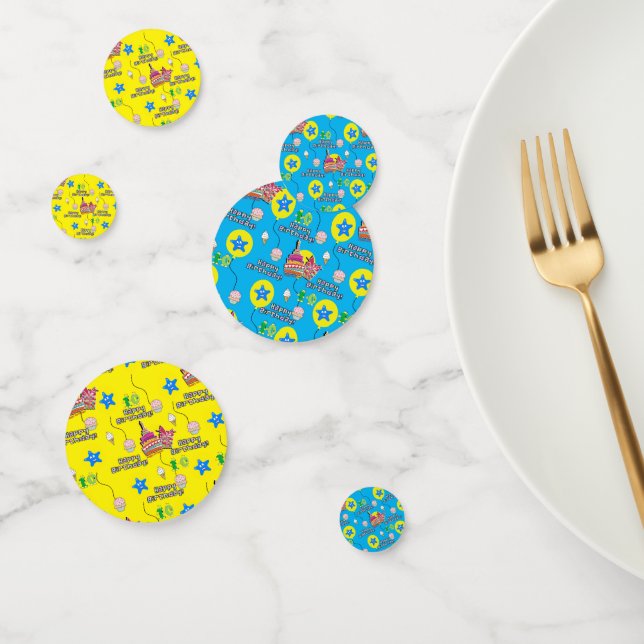 Confettis Joyeux 10e anniversaire Confetti, #10 Jaune & Bleu (Groupe)