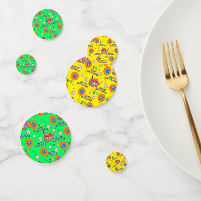 Confettis Joyeux 10e anniversaire Confetti, #10 Jaune & Vert (Groupe)