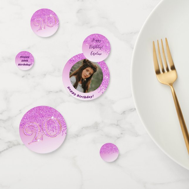 Confettis Joyeux 20e anniversaire Chic Falling Parties scint (Groupe)