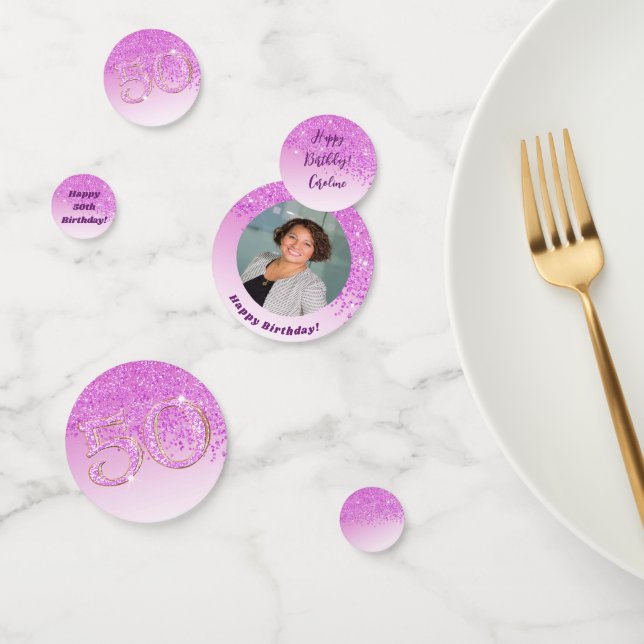 Confettis Joyeux 50e anniversaire Chic Falling Parties scint (Groupe)