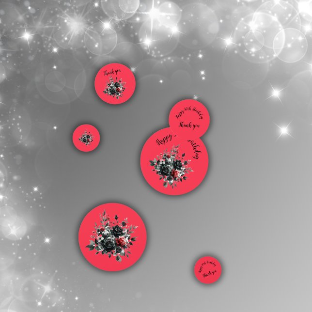 Confettis Joyeux 50e anniversaire Roses rouge et noir | (Créateur téléchargé)
