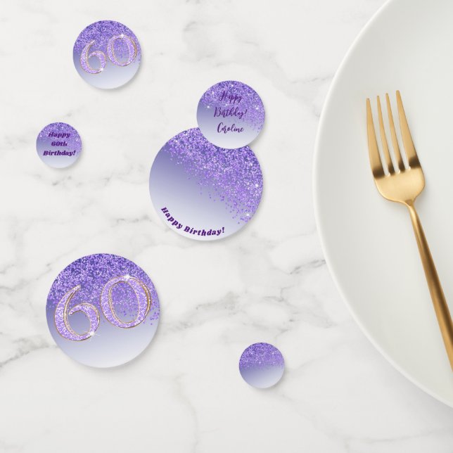 Confettis Joyeux 60e anniversaire Chic Falling Purple Partie (Groupe)