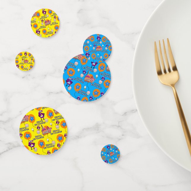 Confettis Joyeux 6 Anniversaire Confetti, #6 Bleu & Jaune (Groupe)