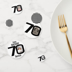 Confettis Joyeux 70ème anniversaire nom et photo papier conf