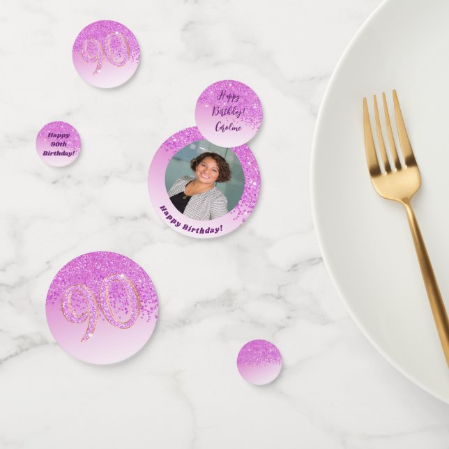 Confettis Joyeux 90e anniversaire Chic Falling Parties scint (Groupe)