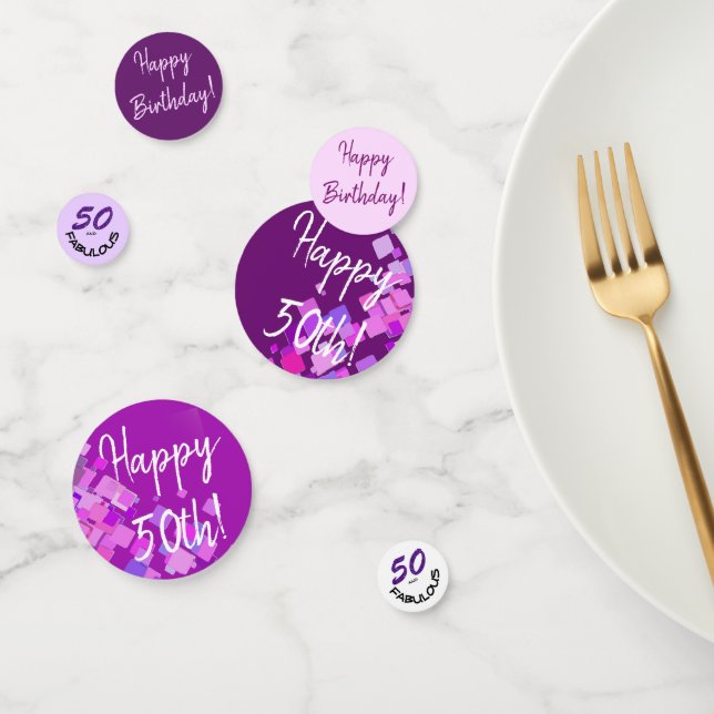 Confettis Joyeux Anniversaire "50 et fabuleux" Typographie P (Groupe)