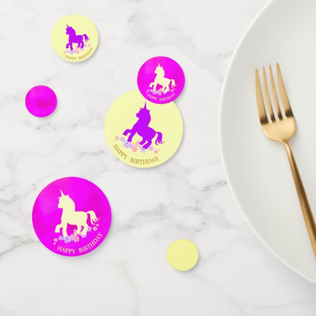 Confettis Joyeux Anniversaire Licorne (Groupe)