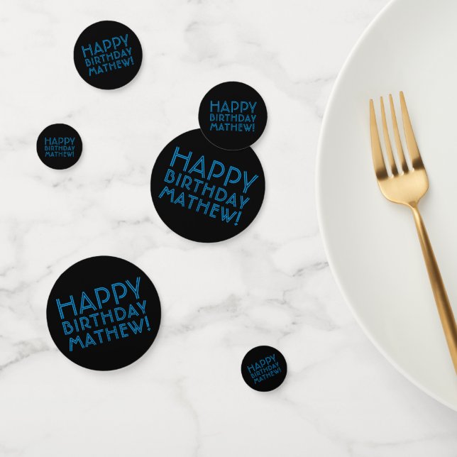 Confettis Joyeux anniversaire (N'IMPORTE QUEL NOM) | Bleu et (Groupe)