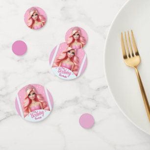 Confettis Joyeux Anniversaire Princesse Rose Personnalisé