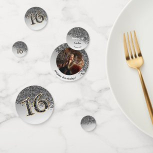Confettis Joyeux doux 16e anniversaire Falling Black Parties