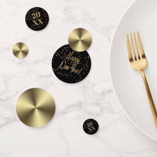 Confettis Joyeux Nouvel An Metallic Gold/Black ID533 (Groupe)