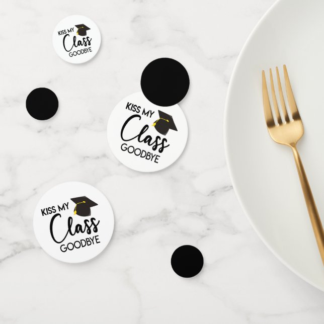 Confettis Kiss My Class Goodbye Black White Graduation Party (Groupe)